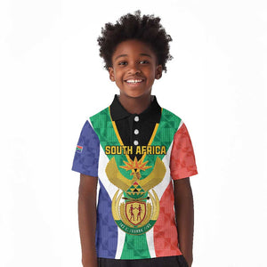 Personalised South Africa Kid Polo Shirt Coat Of Arms Flag Style