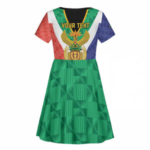 Personalised South Africa Kid Short Sleeve Dress Coat Of Arms Flag Style