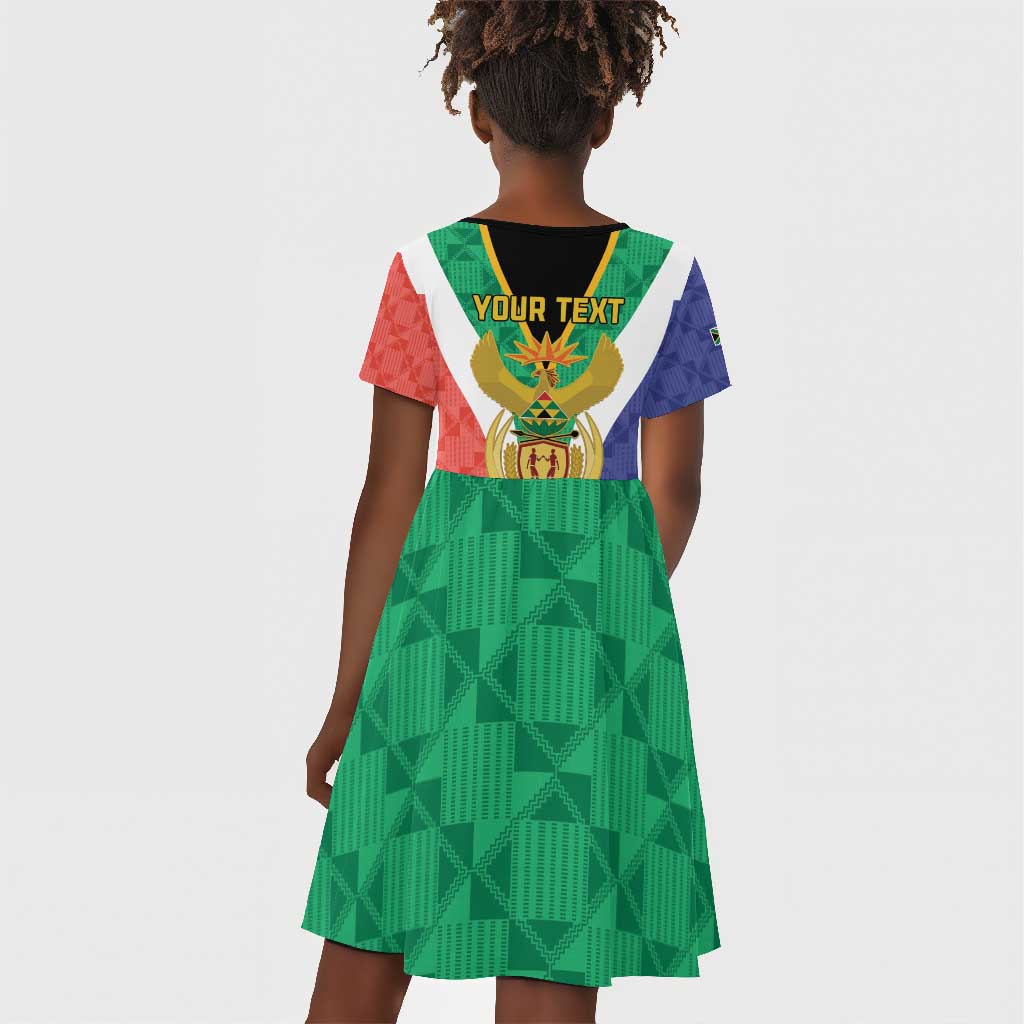 Personalised South Africa Kid Short Sleeve Dress Coat Of Arms Flag Style