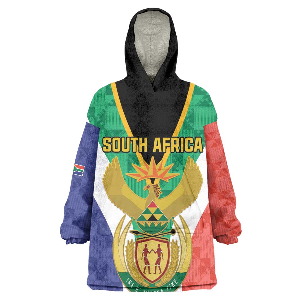 Personalised South Africa Kid Wearable Blanket Hoodie Coat Of Arms Flag Style