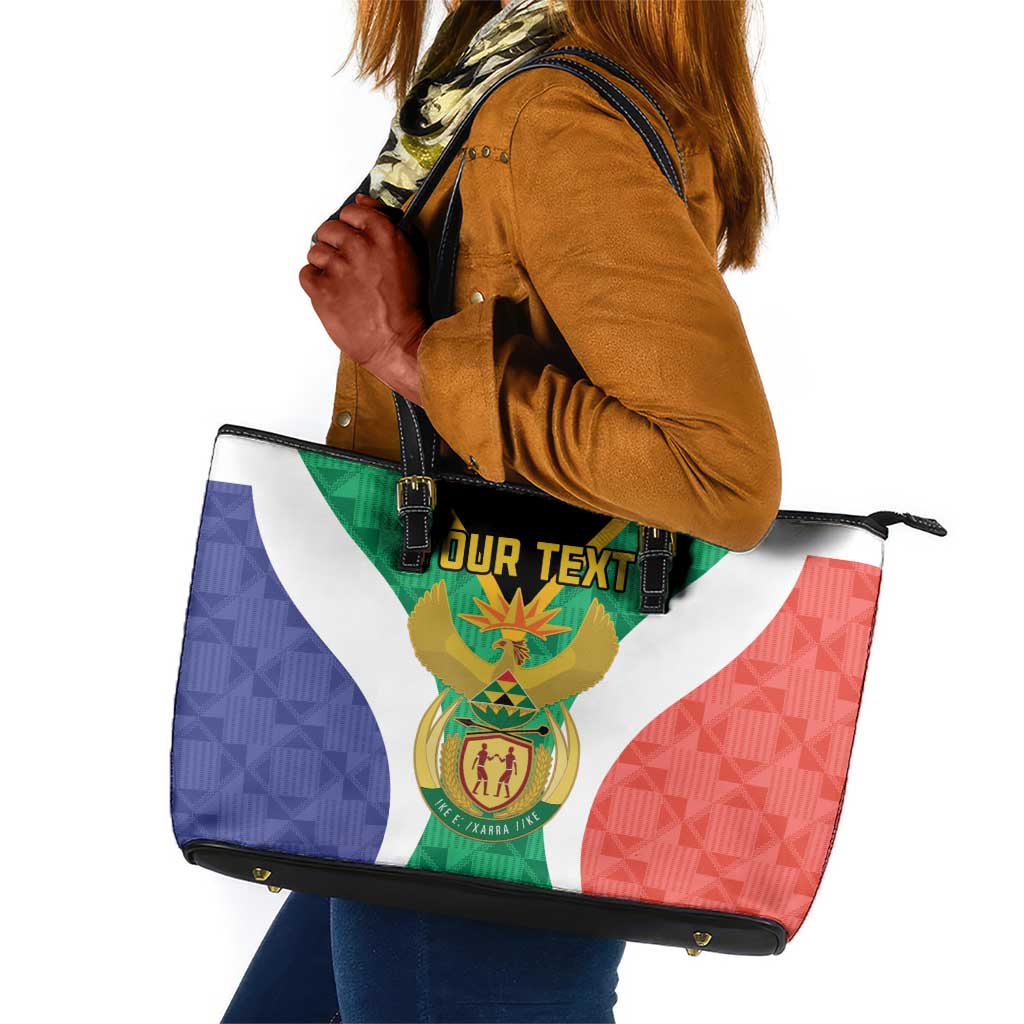 Personalised South Africa Leather Tote Bag Coat Of Arms Flag Style