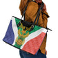 Personalised South Africa Leather Tote Bag Coat Of Arms Flag Style