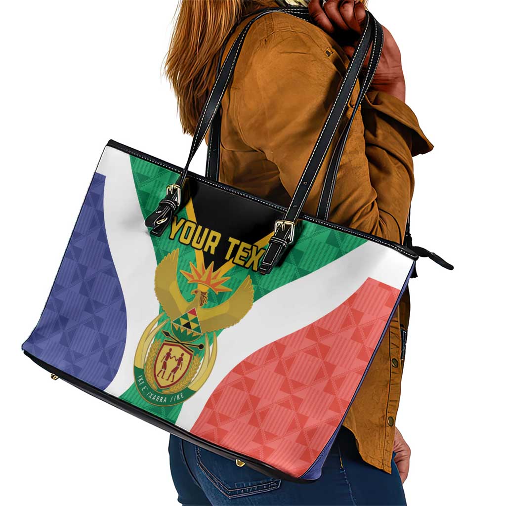 Personalised South Africa Leather Tote Bag Coat Of Arms Flag Style