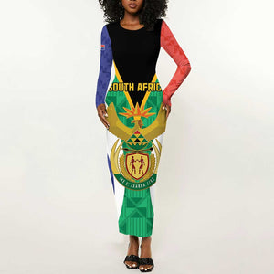 Personalised South Africa Long Sleeve Bodycon Dress Coat Of Arms Flag Style LT15