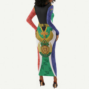Personalised South Africa Long Sleeve Bodycon Dress Coat Of Arms Flag Style LT15