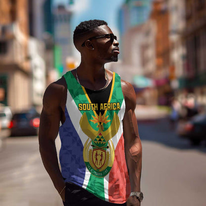 Personalised South Africa Men Tank Top Coat Of Arms Flag Style