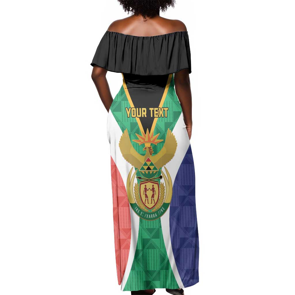 Personalised South Africa Off Shoulder Maxi Dress Coat Of Arms Flag Style