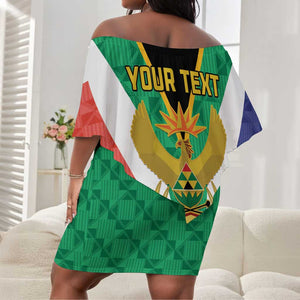 Personalised South Africa Off Shoulder Short Dress Coat Of Arms Flag Style