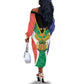 Personalised South Africa Off The Shoulder Long Sleeve Dress Coat Of Arms Flag Style