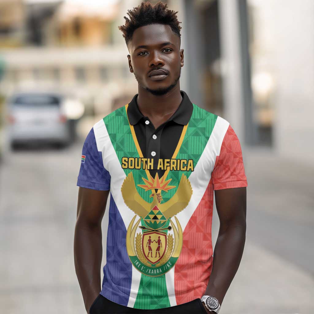 Personalised South Africa Polo Shirt Coat Of Arms Flag Style