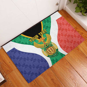 Personalised South Africa Rubber Doormat Coat Of Arms Flag Style