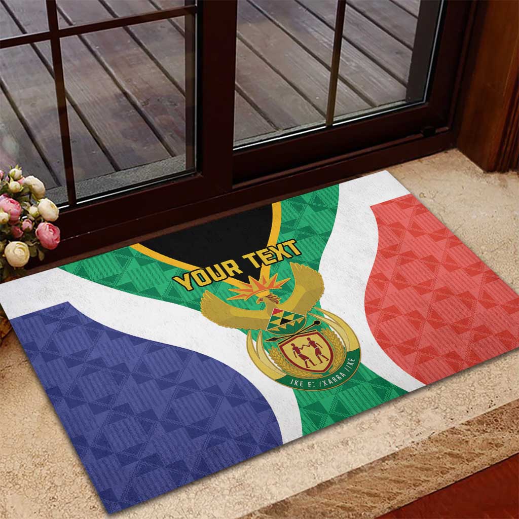 Personalised South Africa Rubber Doormat Coat Of Arms Flag Style
