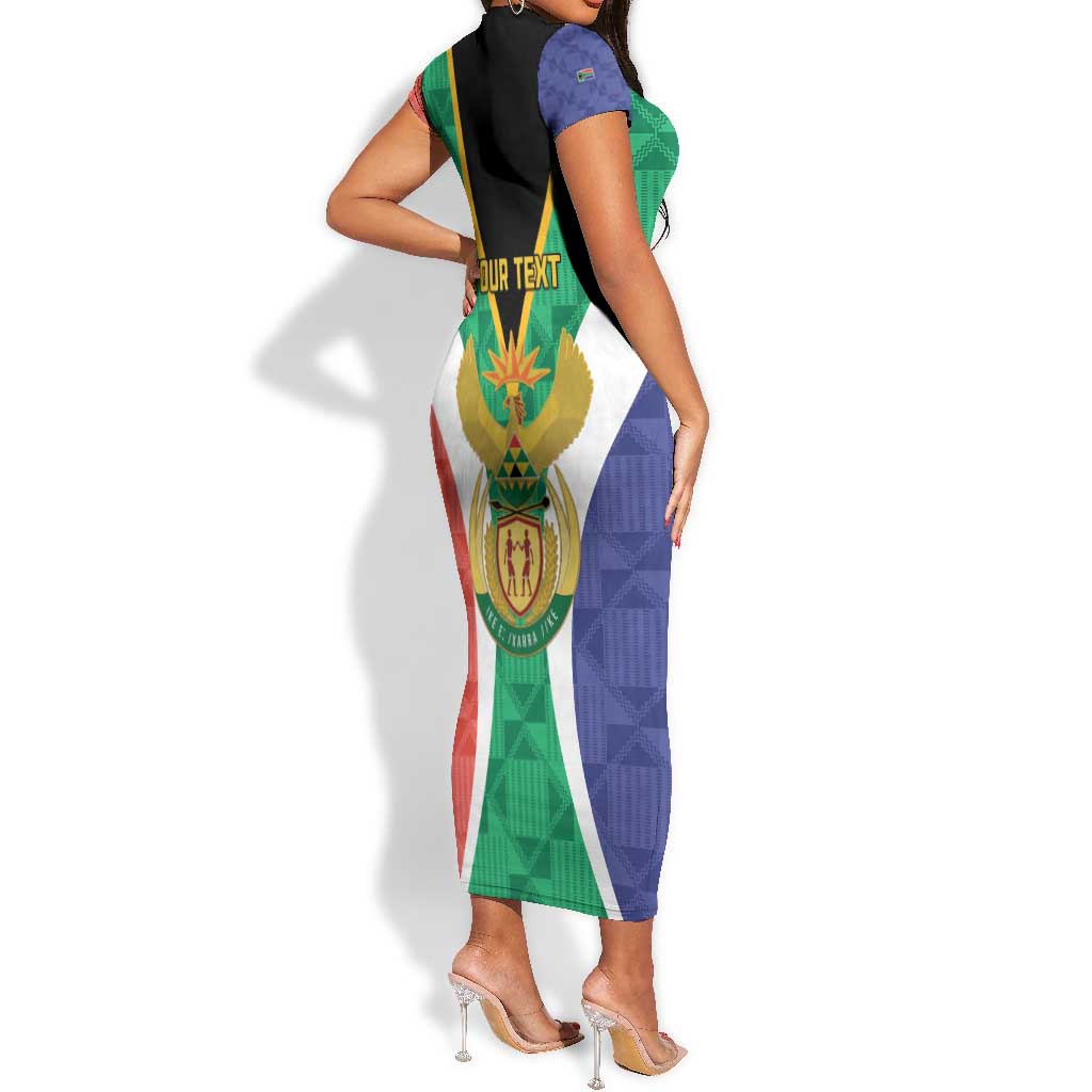 Personalised South Africa Short Sleeve Bodycon Dress Coat Of Arms Flag Style LT15