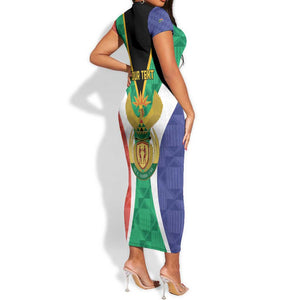 Personalised South Africa Short Sleeve Bodycon Dress Coat Of Arms Flag Style LT15