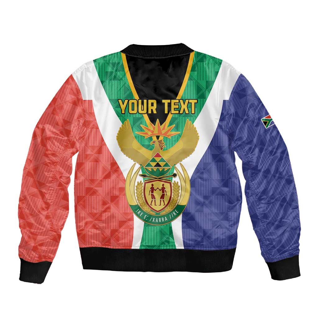 Personalised South Africa Sleeve Zip Bomber Jacket Coat Of Arms Flag Style
