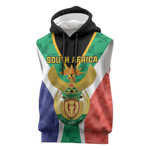 Personalised South Africa Sleeveless Hoodie Coat Of Arms Flag Style - African Pride