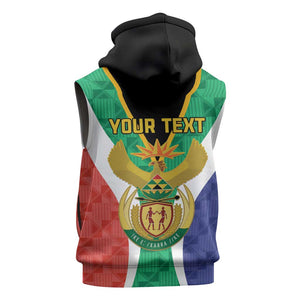 Personalised South Africa Sleeveless Hoodie Coat Of Arms Flag Style - African Pride