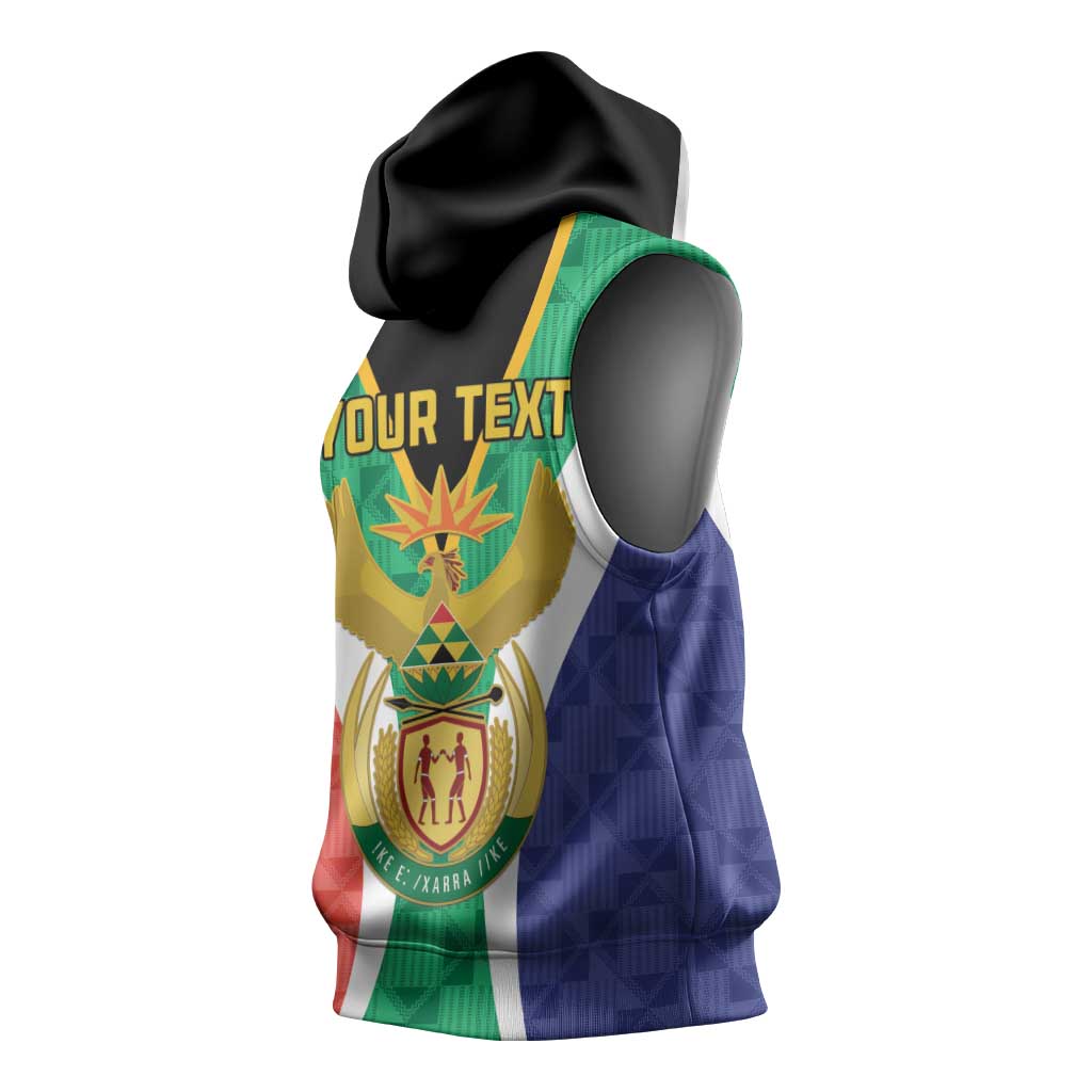 Personalised South Africa Sleeveless Hoodie Coat Of Arms Flag Style - African Pride