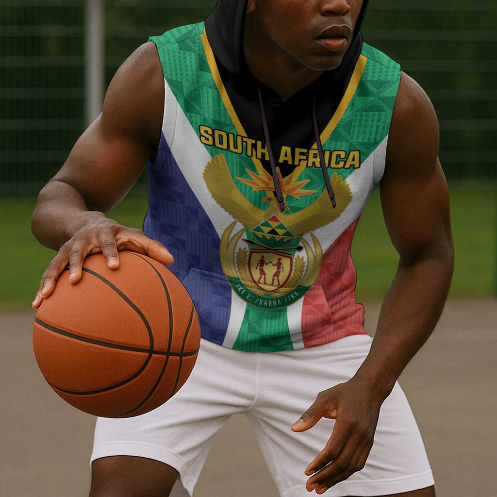 Personalised South Africa Sleeveless Hoodie Coat Of Arms Flag Style - African Pride