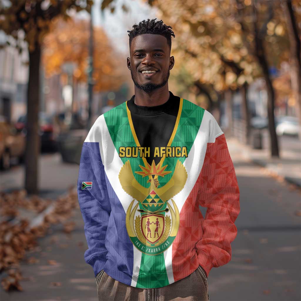 Personalised South Africa Sweatshirt Coat Of Arms Flag Style