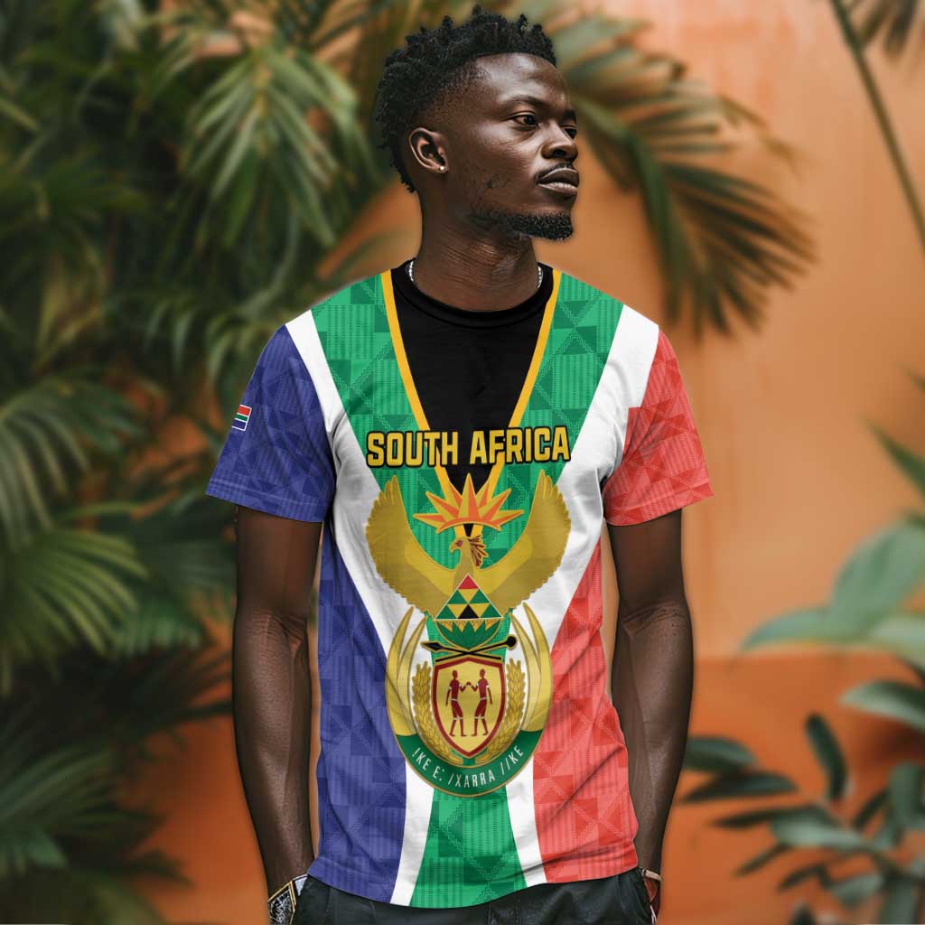 Personalised South Africa T shirt Coat Of Arms Flag Style
