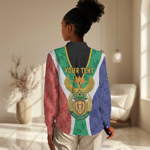 Personalised South Africa Women Casual Shirt Coat Of Arms Flag Style