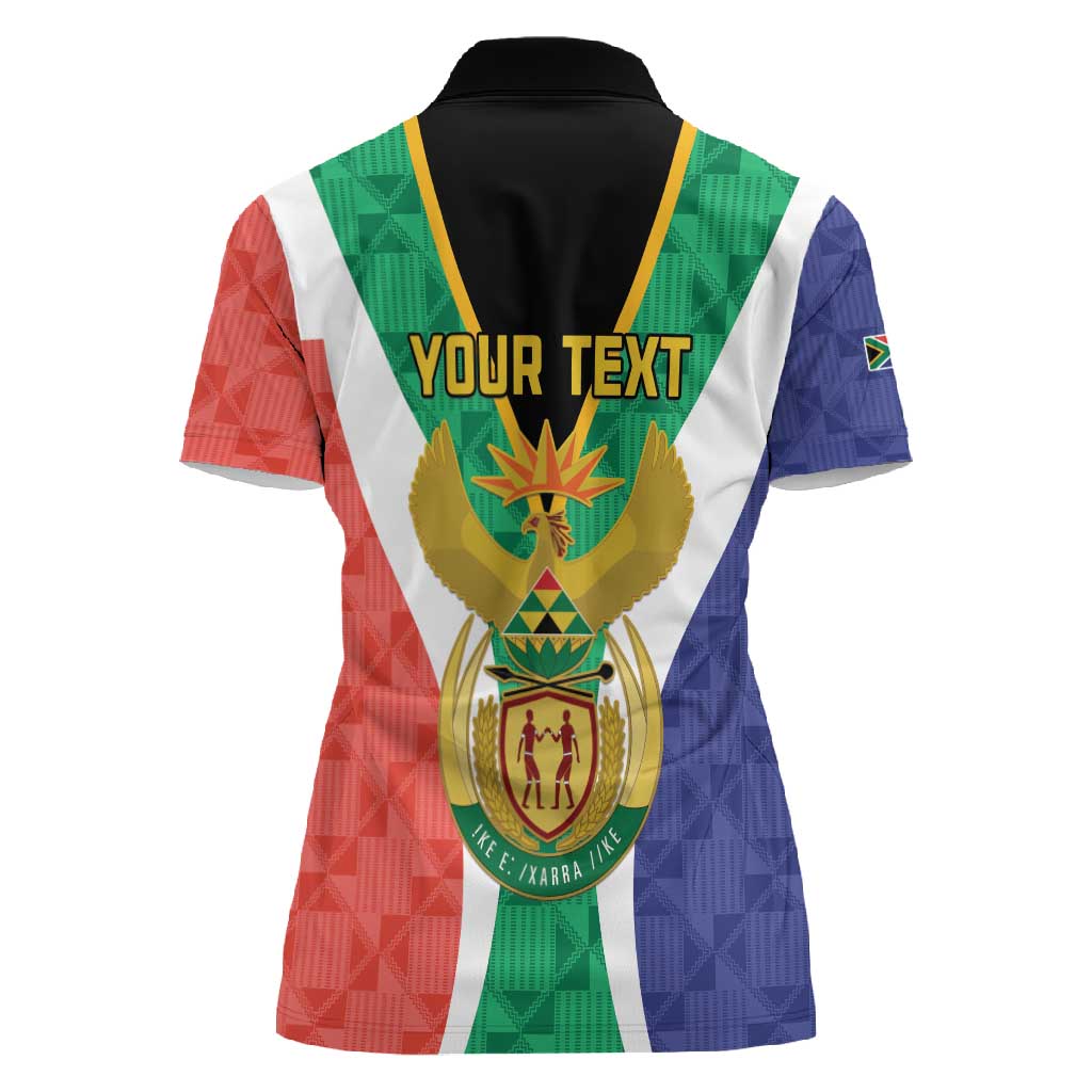 Personalised South Africa Women Polo Shirt Coat Of Arms Flag Style