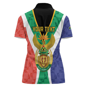 Personalised South Africa Women Polo Shirt Coat Of Arms Flag Style
