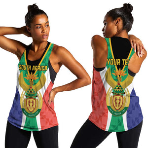 Personalised South Africa Women Racerback Tank Coat Of Arms Flag Style