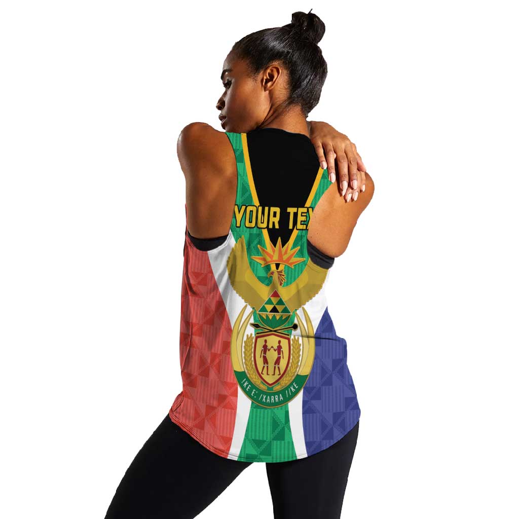 Personalised South Africa Women Racerback Tank Coat Of Arms Flag Style