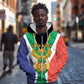 Personalised South Africa Zip Hoodie Coat Of Arms Flag Style