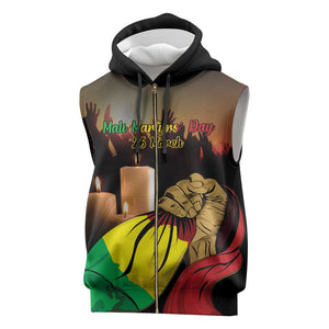 Personalised Proud Mali Martyrs Day In Memory Sleeveless Zip Hoodie - African Pride