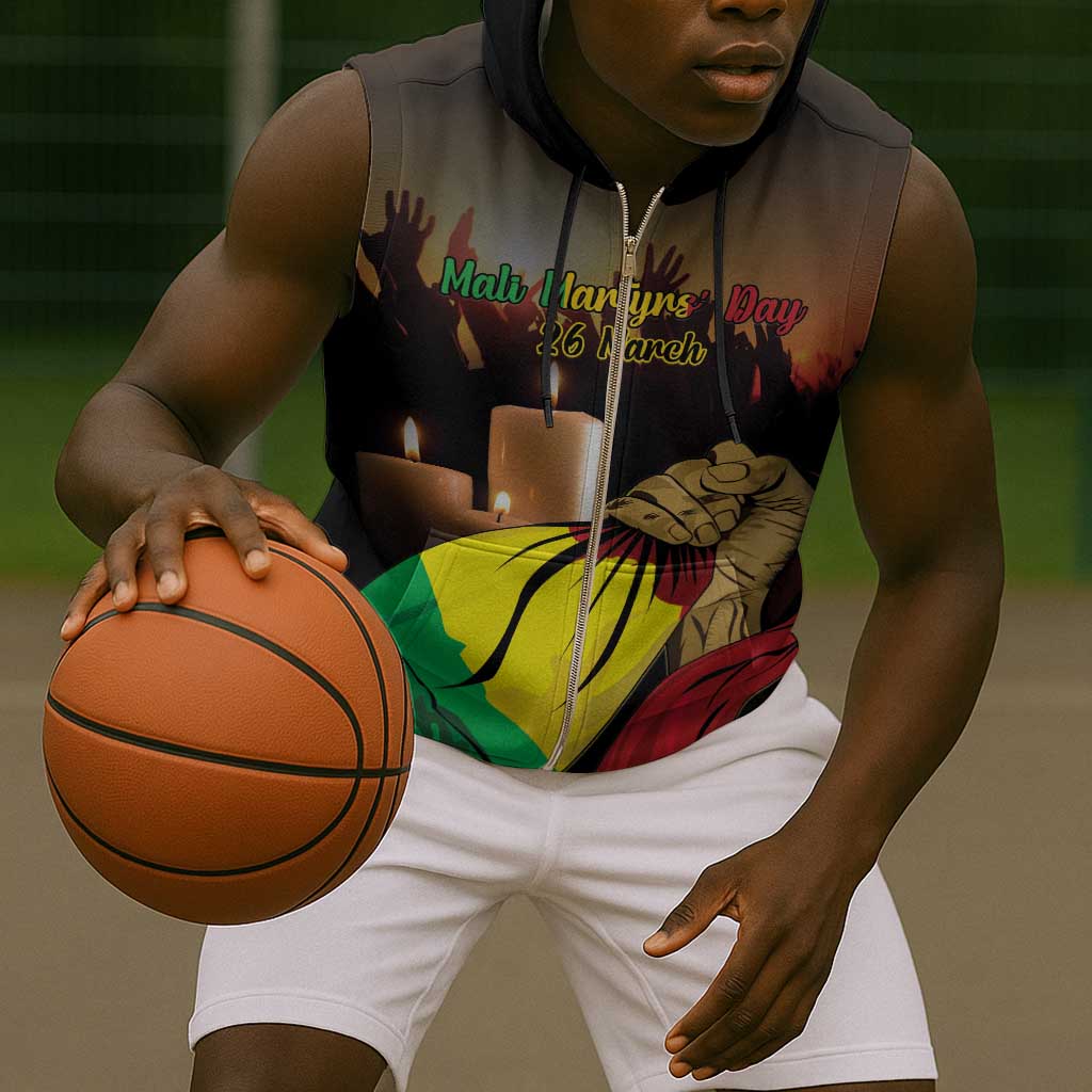 Personalised Proud Mali Martyrs Day In Memory Sleeveless Zip Hoodie - African Pride