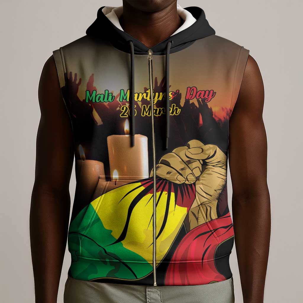 Personalised Proud Mali Martyrs Day In Memory Sleeveless Zip Hoodie - African Pride
