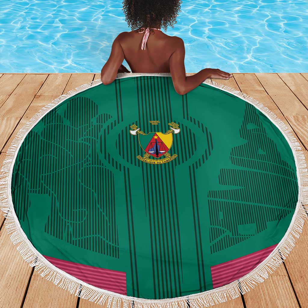 Custom Cameroun Football Beach Blanket Allez les Lions
