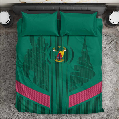 Custom Cameroun Football Bedding Set Allez les Lions