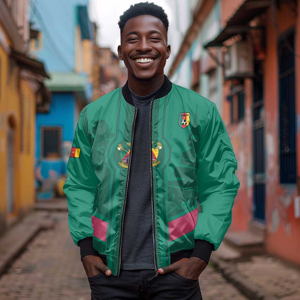 Custom Cameroun Football Bomber Jacket Allez les Lions
