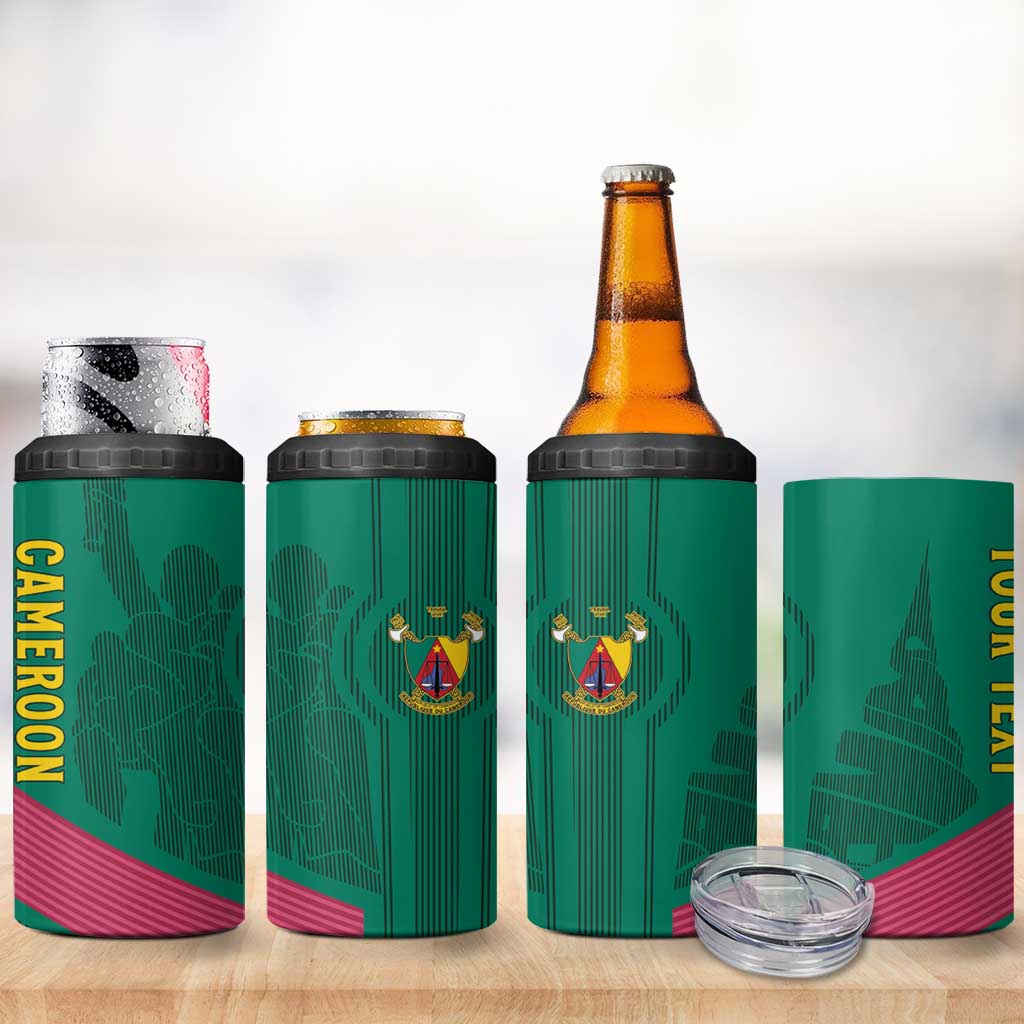 Custom Cameroun Football 4 in 1 Can Cooler Tumbler Allez les Lions