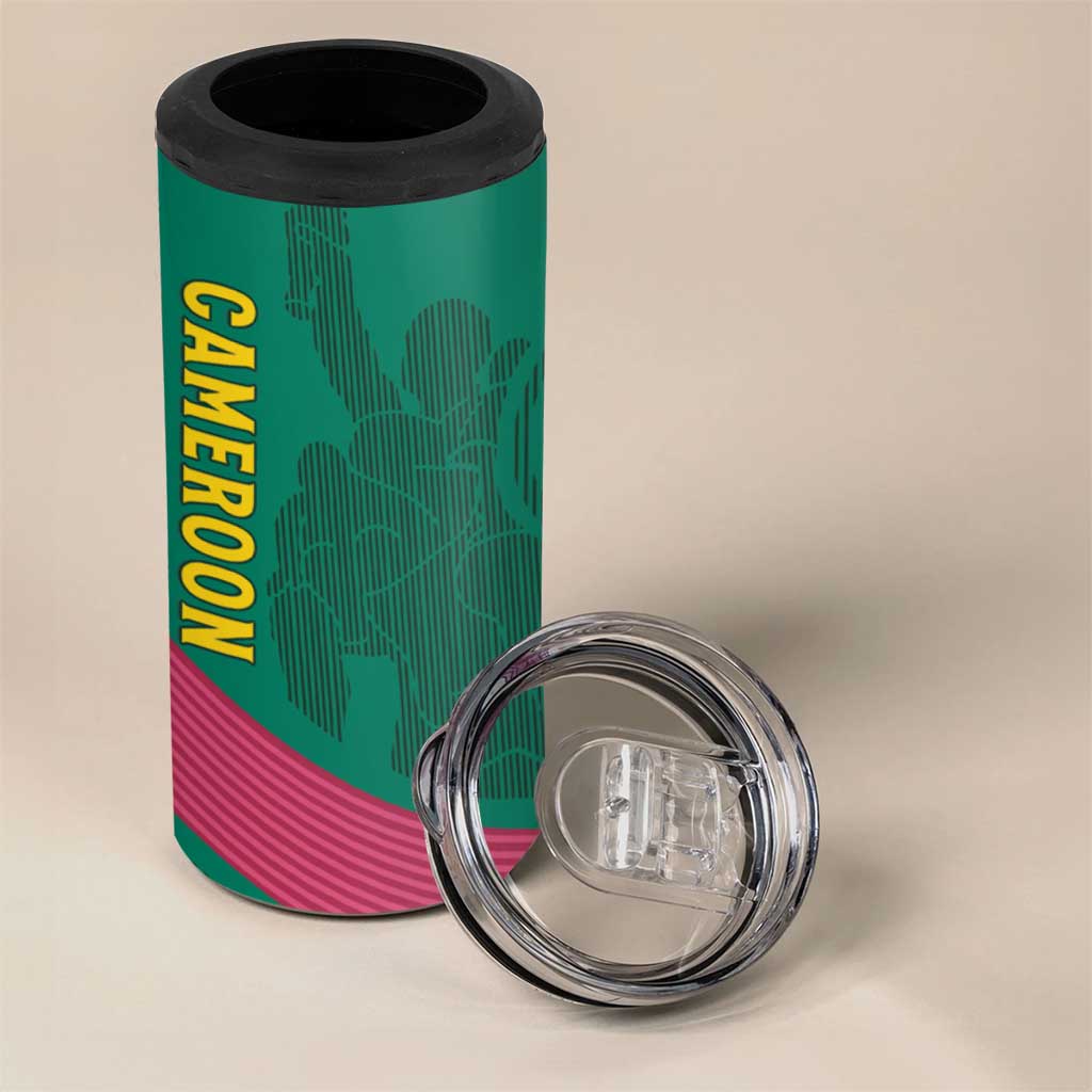 Custom Cameroun Football 4 in 1 Can Cooler Tumbler Allez les Lions