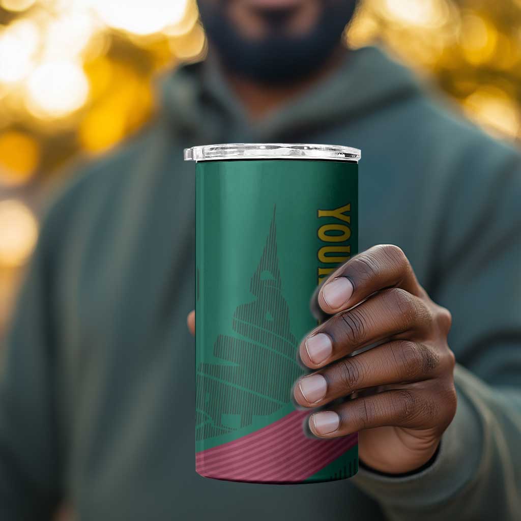 Custom Cameroun Football 4 in 1 Can Cooler Tumbler Allez les Lions