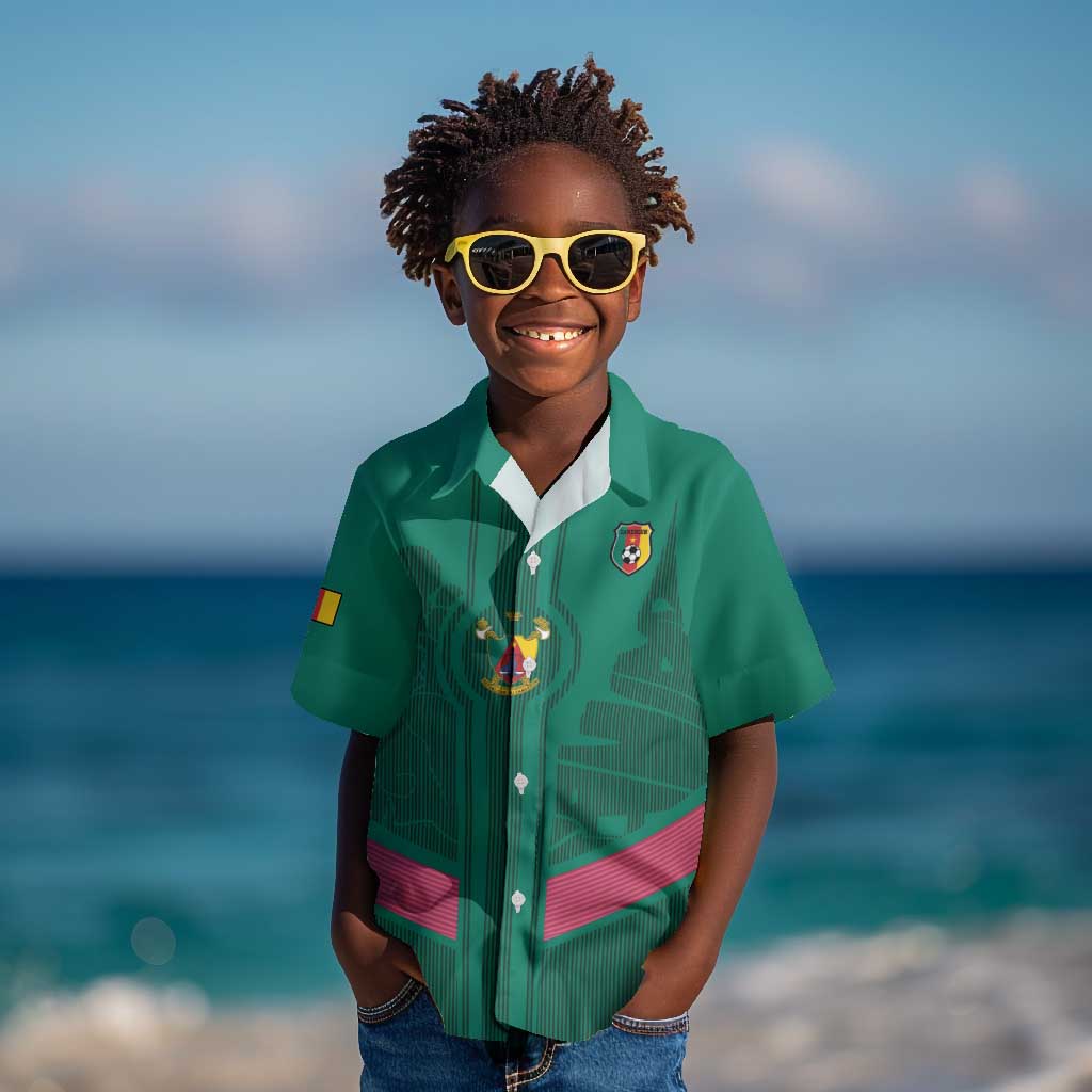 Custom Cameroun Football Kid Hawaiian Shirt Allez les Lions