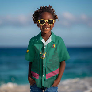 Custom Cameroun Football Kid Hawaiian Shirt Allez les Lions