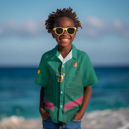 Custom Cameroun Football Kid Hawaiian Shirt Allez les Lions