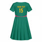 Custom Cameroun Football Kid Short Sleeve Dress Allez les Lions