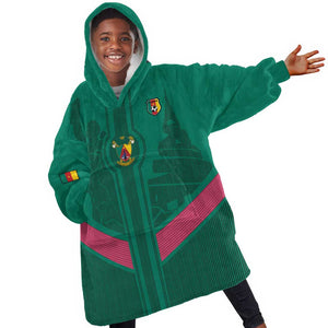 Custom Cameroun Football Kid Wearable Blanket Hoodie Allez les Lions