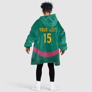 Custom Cameroun Football Kid Wearable Blanket Hoodie Allez les Lions