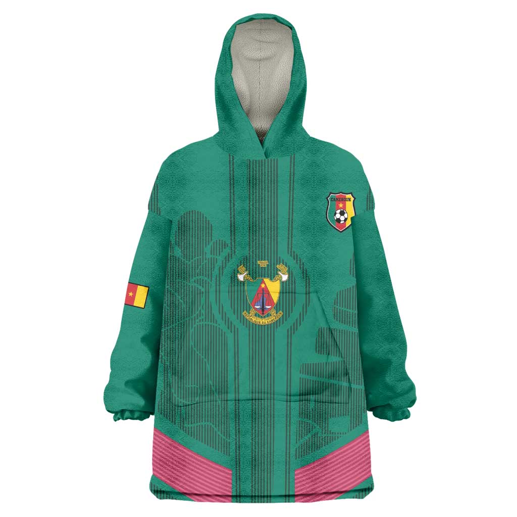 Custom Cameroun Football Kid Wearable Blanket Hoodie Allez les Lions