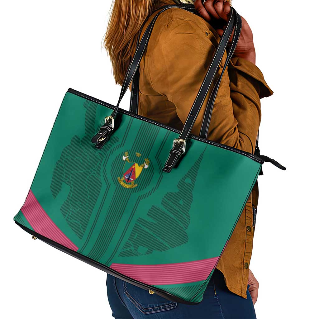 Custom Cameroun Football Leather Tote Bag Allez les Lions