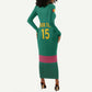 Custom Cameroun Football Long Sleeve Bodycon Dress Allez les Lions LT15