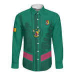 Custom Cameroun Football Long Sleeve Button Shirt Allez les Lions